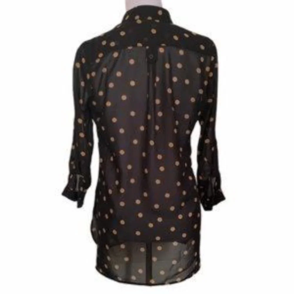 Ali & Kris Black/ Tan Sheer Polka Dot Top Size: S - Picture 3 of 6